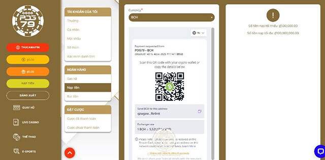Điều kiện khi nạp tiền Pog79 gồm những gì?